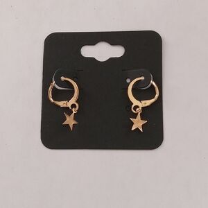 Gold Star Hoop Earrings